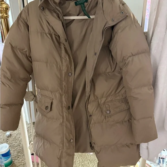 Ralph Lauren Tan Puffer Jacket with belt - Picture 5 of 6